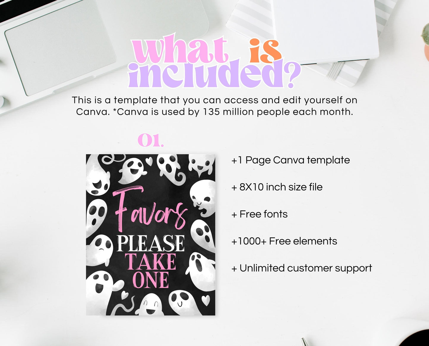 Favors Sign Halloween Baby Shower, Black Halloween Baby Shower Sign, Printable Halloween Sign, Pink Girl Ghost Halloween Baby Shower, HBSC04