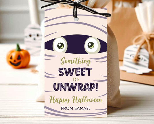 Editable Halloween Mummy Favor Tag, Halloween Mummy Tag, Halloween Mummy Party Tag, Halloween Party Decor, Halloween Gift Tag, Printable