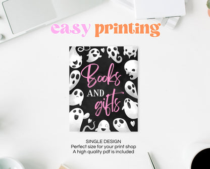 Editable Pink Ghost Halloween Baby Shower Sign Bundle, Girl Halloween Baby Shower Sign Set, Printable Halloween Sign, Pink Halloween, HBSC04