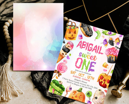 Editable Halloween Sweet One Birthday Invitation, Halloween Candy First Birthday, Trick Or Treat Invite, Halloween Invite, Printable, CHBP01