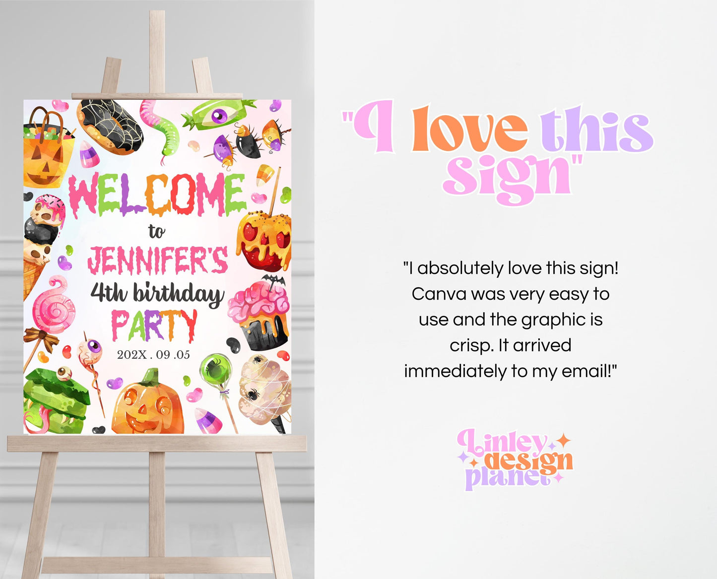 Editable Halloween Candy Birthday Welcome Sign, Halloween Birthday Welcome Poster, Welcome Sign, Candy Party, Template, Printable, CHBP01