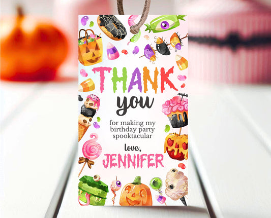 Editable Halloween Candy Favor Tag, Halloween Birthday Thank You Tag, Spooky Party Favors, Halloween Gift Tag Template, Printable, CHBP01