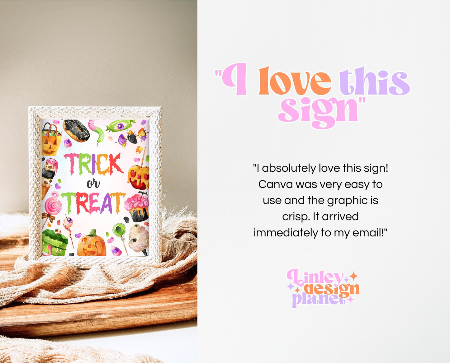 Trick Or Treat Sign Halloween Candy Birthday, Halloween Treats Sign, Spooky Party Sign, Sweets And Candy Halloween Decor, Printable, CHBP01