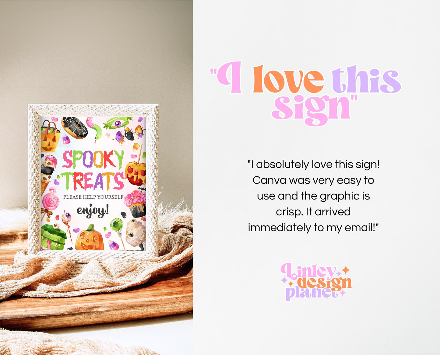 Spooky Treats Sign Halloween Candy Birthday, Halloween Birthday Decor Sign, Halloween Sweets, Pink Halloween Decor, Printable, CHBP01