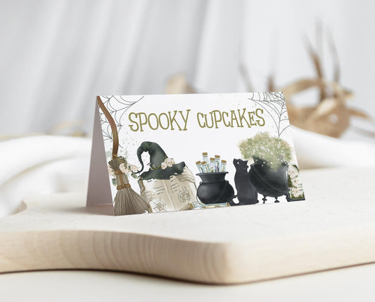 Editable Halloween Food Label, Halloween A Baby Is Brewing Baby Shower Food Label, Halloween Tent Cards, Boy Halloween Baby Shower, HBSC05