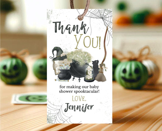 Editable Halloween Favor Tag, Halloween A Baby Is Brewing Baby Shower Favor Tag, Halloween Thank You Tags, Boy Halloween Baby Shower, HBSC05
