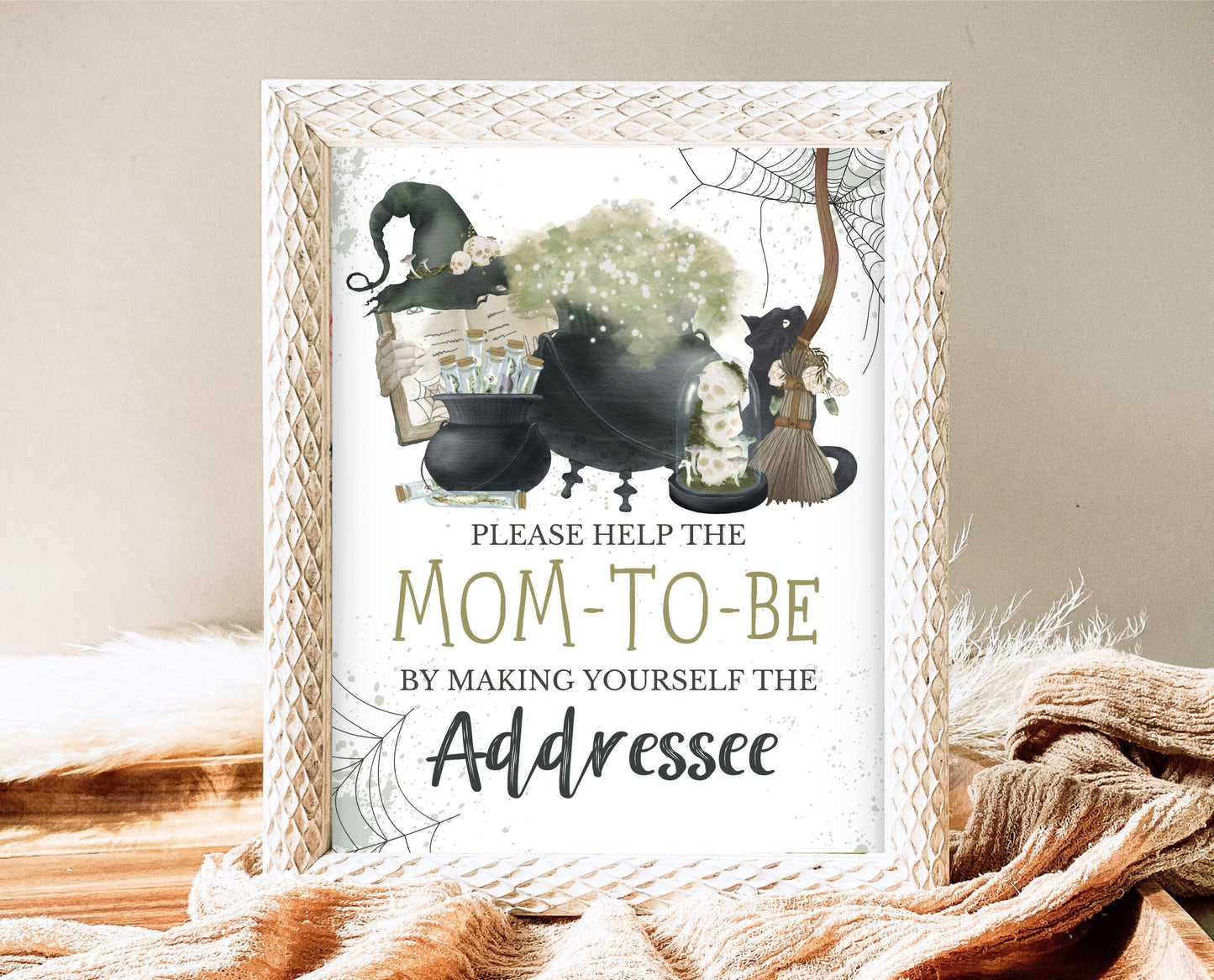 Envelope Station Sign Halloween Baby Shower, Halloween Baby Shower Addressee Sign, Printable Halloween Sign, A Baby Is Brewing Sign, HBSC05