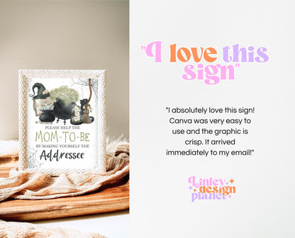 Envelope Station Sign Halloween Baby Shower, Halloween Baby Shower Addressee Sign, Printable Halloween Sign, A Baby Is Brewing Sign, HBSC05