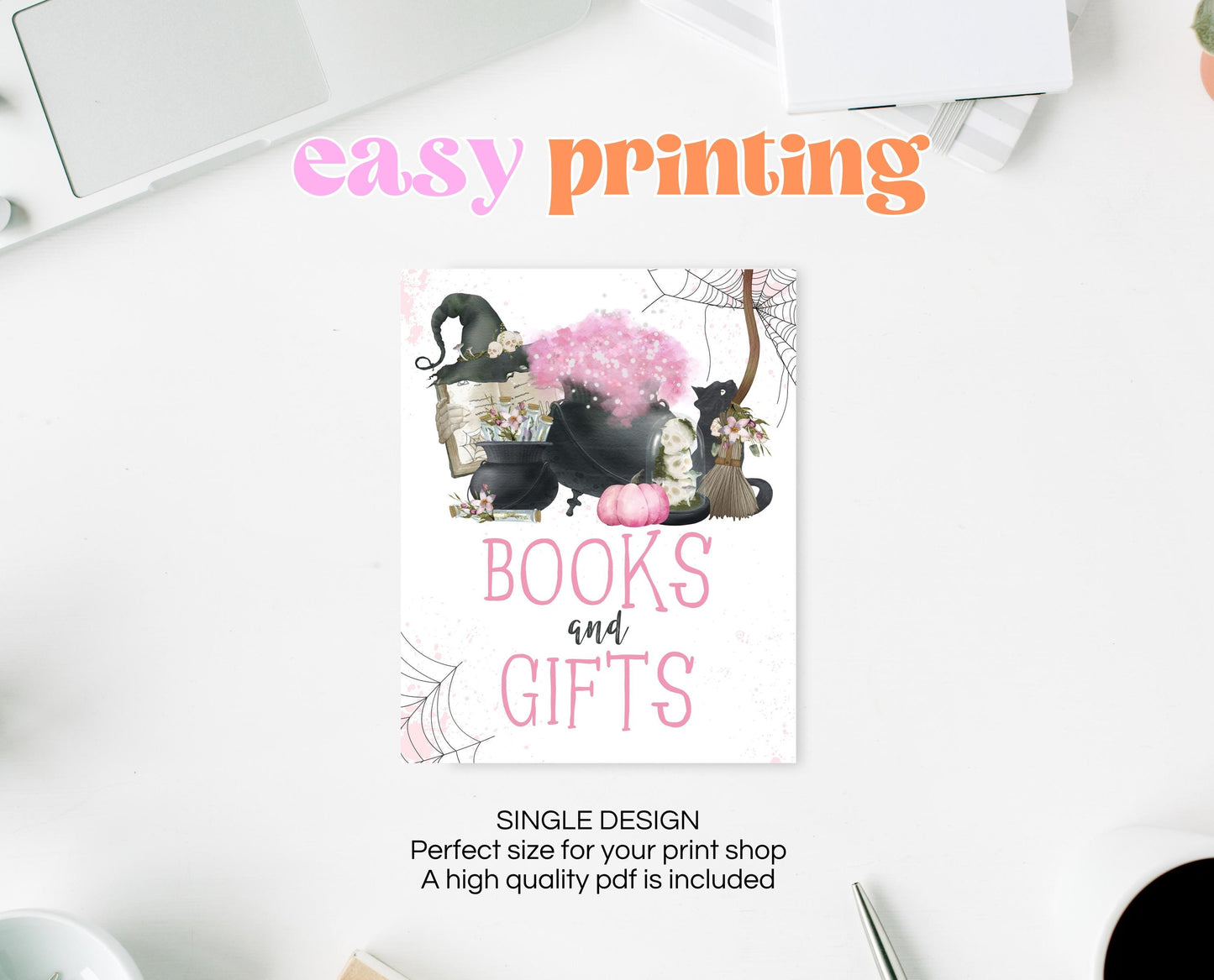 Books And Gifts Sign Halloween Baby Shower, Halloween Baby Shower Sign, Printable Halloween, A Baby Is Brewing Halloween Baby Shower, HBSC06