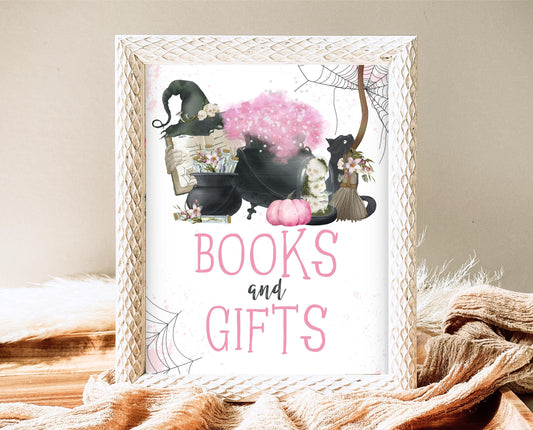 Books And Gifts Sign Halloween Baby Shower, Halloween Baby Shower Sign, Printable Halloween, A Baby Is Brewing Halloween Baby Shower, HBSC06
