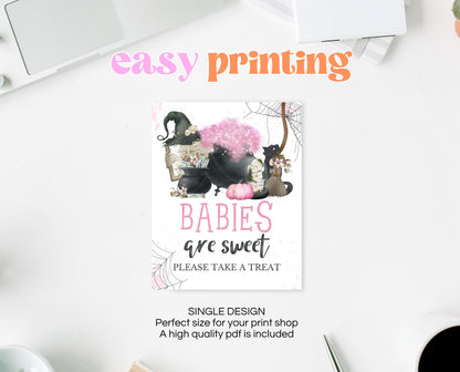 Babies Are Sweet Sign Halloween Baby Shower, Halloween Baby Shower Sign, Printable Halloween Sign, A Baby Is Brewing Baby Shower, HBSC06