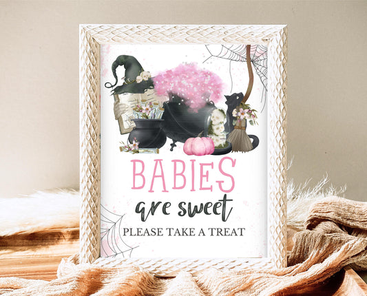 Babies Are Sweet Sign Halloween Baby Shower, Halloween Baby Shower Sign, Printable Halloween Sign, A Baby Is Brewing Baby Shower, HBSC06