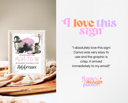 Envelope Station Sign Halloween Baby Shower, Halloween Baby Shower Addressee Sign, Printable Halloween Sign, A Baby Is Brewing Sign, HBSC06