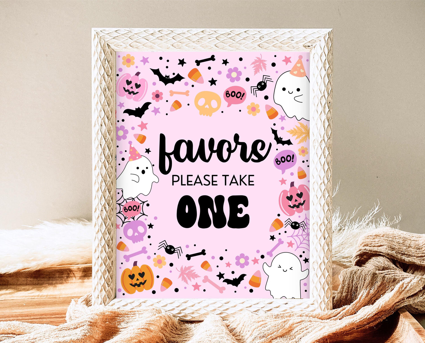 Favors Sign Halloween Baby Shower, Boy Halloween Baby Shower Sign, Printable Halloween Sign, A Little Boo Is Almost Due Baby Shower, HBSC07
