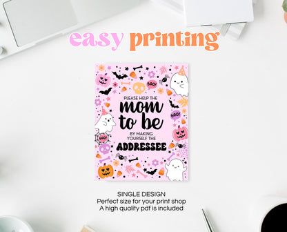 Editable A Little Boo Is Almost Due Halloween Baby Shower Sign Bundle, Halloween Baby Shower Sign Set, Printable Pink Halloween Sign, HBSC07