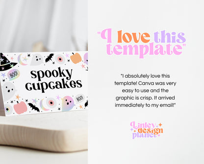 Editable Pastel Halloween Birthday Food Label, Holographic Halloween Tent Cards, Spooky Pink Labels, Halloween Template, Printable, PHBP02