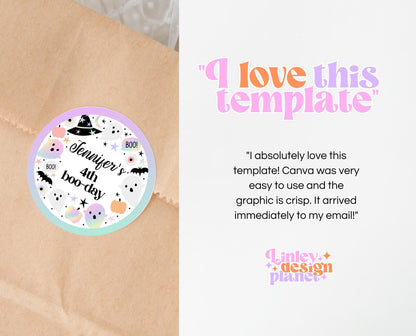 Editable Pastel Halloween Birthday Cupcake Toppers, Holographic Halloween Cake Toppers, Pastel Halloween, Template, Printable, PHBP02