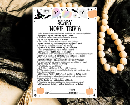 Halloween Scary Movie Trivia Game Template, Halloween Trivia, Halloween Party Game, Halloween Fun Games, Halloween Family Party Game