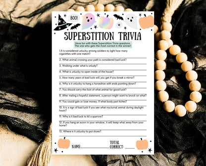 Halloween Superstition Trivia Game Template, Halloween Trivia, Halloween Party Game, Halloween Fun Games, Halloween Family Party Game