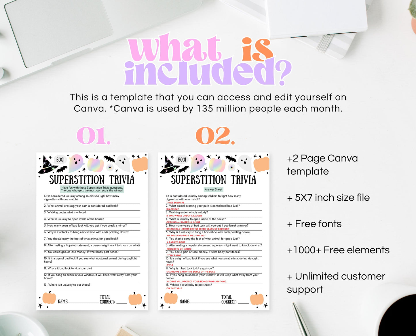 Halloween Superstition Trivia Game Template, Halloween Trivia, Halloween Party Game, Halloween Fun Games, Halloween Family Party Game