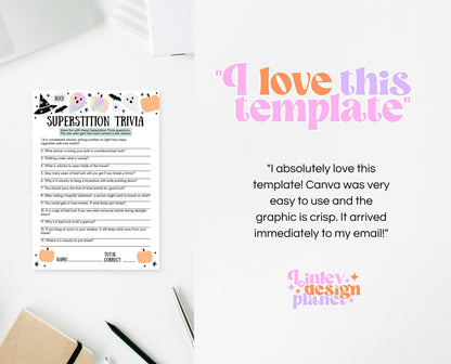 Halloween Superstition Trivia Game Template, Halloween Trivia, Halloween Party Game, Halloween Fun Games, Halloween Family Party Game
