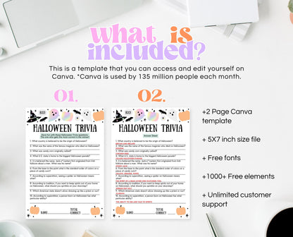 Halloween Trivia Game Template, Halloween Trivia, Halloween Party Game, Halloween Fun Games, Halloween Family Party Game