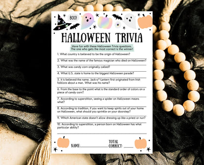 Halloween Trivia Game Template, Halloween Trivia, Halloween Party Game, Halloween Fun Games, Halloween Family Party Game