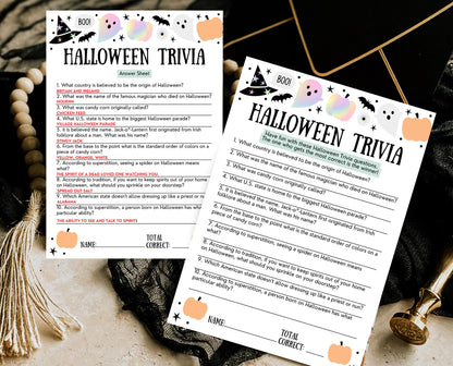 Halloween Trivia Game Template, Halloween Trivia, Halloween Party Game, Halloween Fun Games, Halloween Family Party Game
