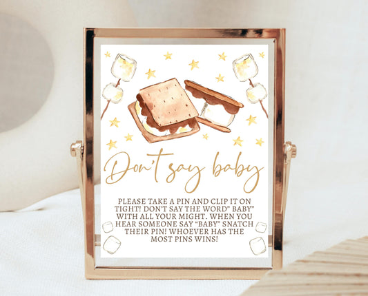 Don't Say Baby Sign S'more to Love Baby Shower, S'mores Baby Shower Don't Say Baby Game Sign, S'more Sign, S'mores Party Decor, FPBS05