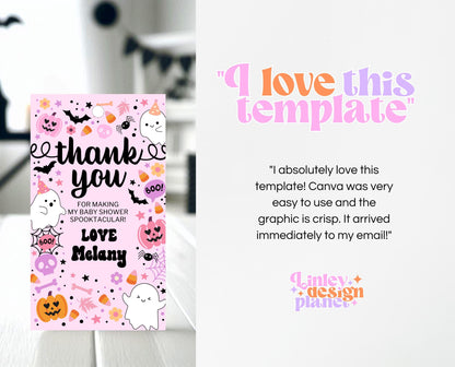 Editable A Little Boo Is Almost Due Baby Shower Favor Tag, Pink Girl Baby Shower Thank You Tag, Halloween Baby Shower Thank You Card, HBSC07