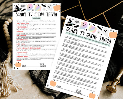 Halloween Scary TV Show Trivia Game, Halloween Trivia, Halloween Party Game, Halloween Fun Games, Halloween Family Party Game, Printable