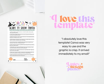 Halloween Scary TV Show Trivia Game, Halloween Trivia, Halloween Party Game, Halloween Fun Games, Halloween Family Party Game, Printable
