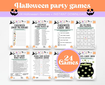 Printable 24 Halloween Games Bundle, Halloween Games, Halloween Trivia, Riddle Game, Halloween Activities, Halloween Party Games, Download
