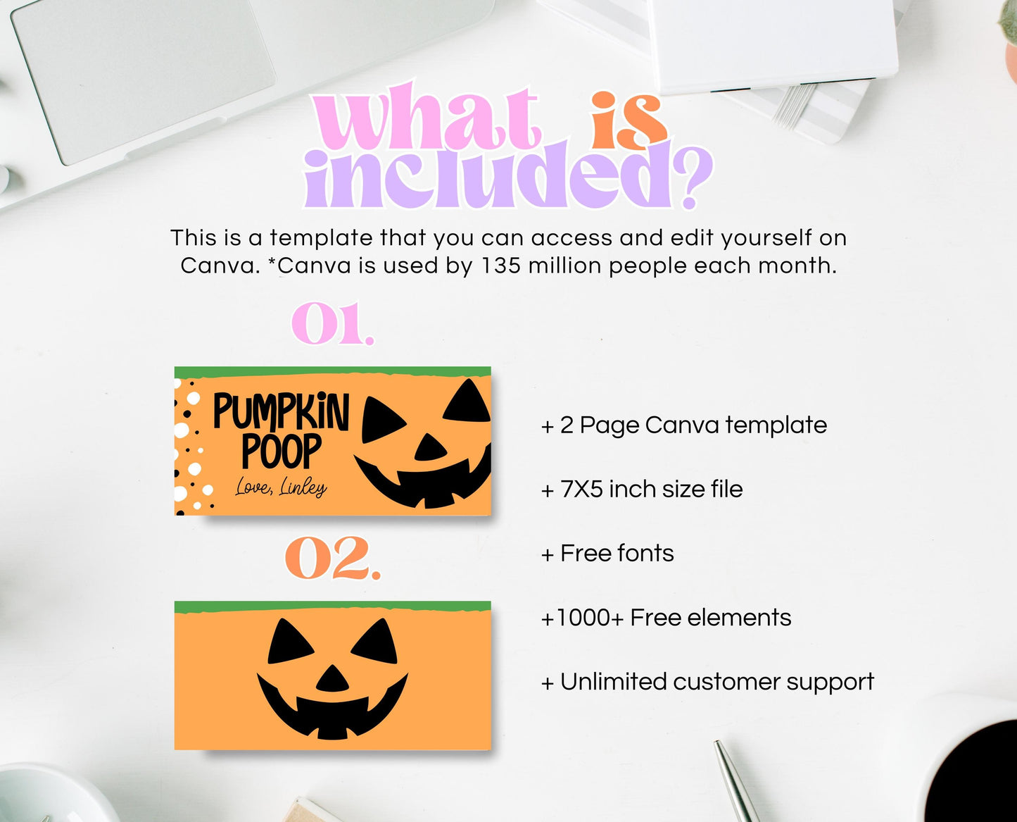 Editable Pumpkin Poop Bag Topper, Halloween Favor Tag, Trick or Treat Kids School Gift, Chip Bag Label, Pumpkin Bag, Template, Printable