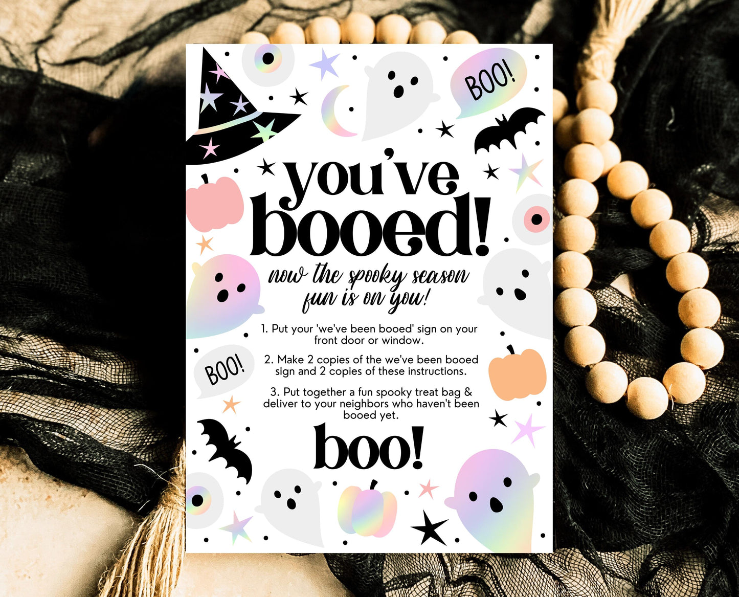 Editable You've Been Booed! Card, Halloween Printable For Friend, You've Been BOOed, Halloween Invitations, Halloween Funny Card