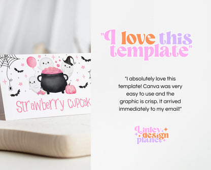 Editable A Little Boo Is Almost Due Baby Shower Food Label, Pink Girl Baby Shower Tent Cards, Halloween Baby Shower Food Cards, HBSC08