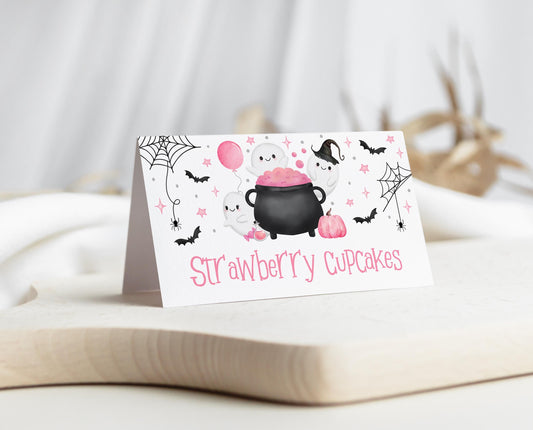 Editable A Little Boo Is Almost Due Baby Shower Food Label, Pink Girl Baby Shower Tent Cards, Halloween Baby Shower Food Cards, HBSC08