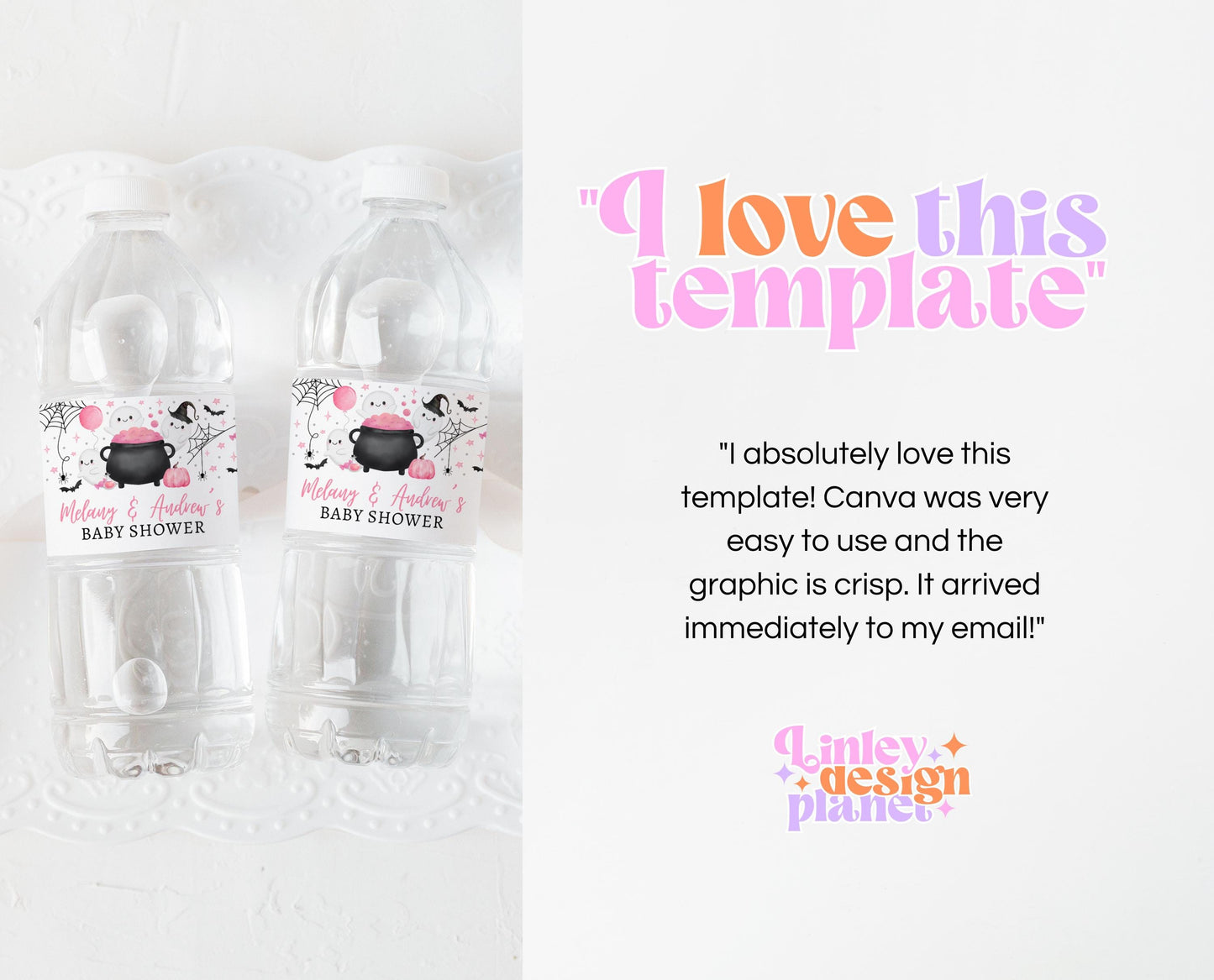 Editable A Little Boo Is Almost Due Baby Shower Water Bottle Label, Girl Baby Shower Labels, Halloween Baby Shower Bottle Sticker, HBSC08