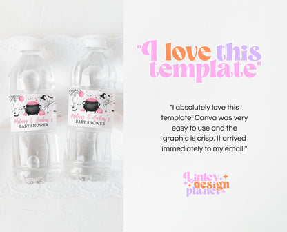 Editable A Little Boo Is Almost Due Baby Shower Water Bottle Label, Girl Baby Shower Labels, Halloween Baby Shower Bottle Sticker, HBSC08