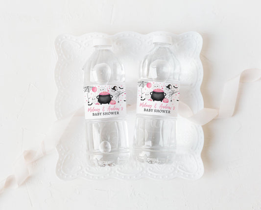 Editable A Little Boo Is Almost Due Baby Shower Water Bottle Label, Girl Baby Shower Labels, Halloween Baby Shower Bottle Sticker, HBSC08