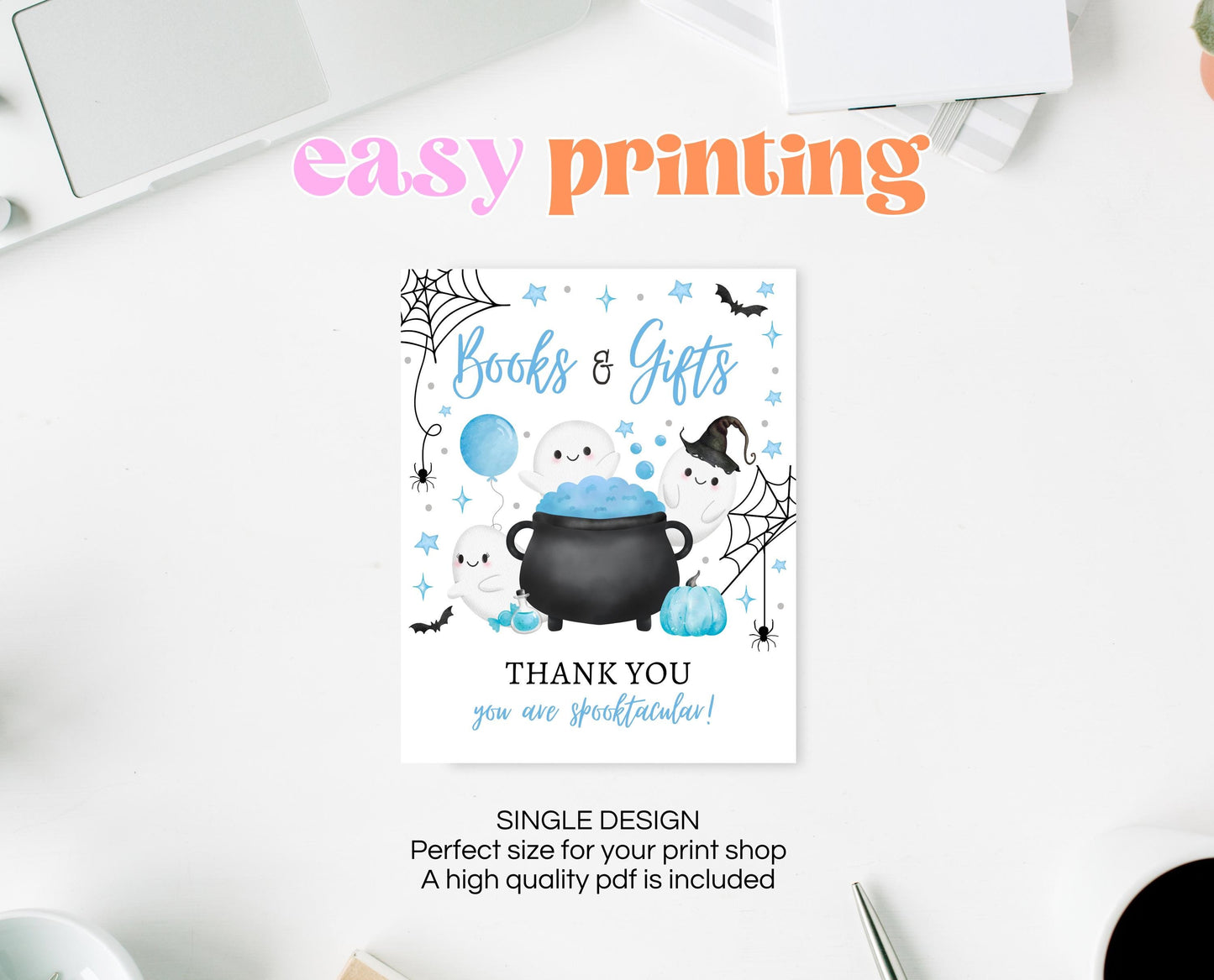 Books And Gifts Sign Halloween Baby Shower, Halloween Baby Shower Gift Sign, Printable, A Little Boo Is Almost Due Baby Shower, HBSC09
