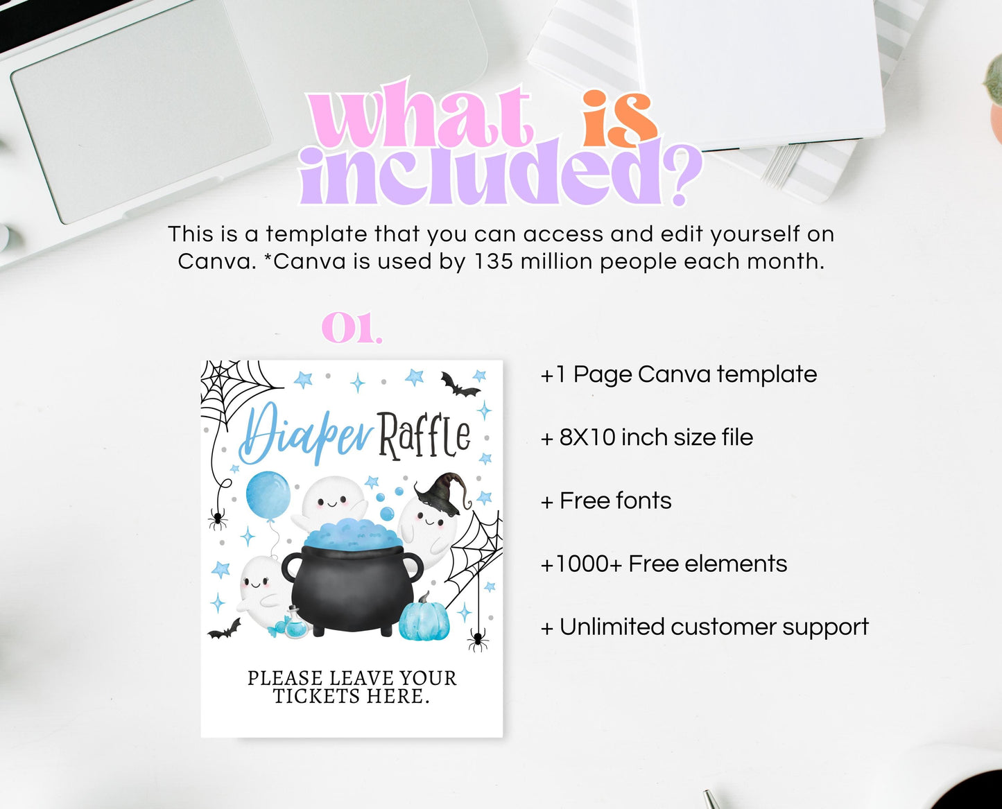 Diaper Raffle Sign Halloween Baby Shower, Blue Baby Shower Game, Printable Halloween Sign, A Little Boo Is Almost Due Baby Shower, HBSC09