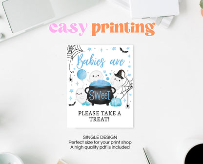Babies Are Sweet Sign Halloween Baby Shower, Halloween Favors Sign, Printable Halloween Sign, A Little Boo Is Almost Due Baby Shower, HBSC09
