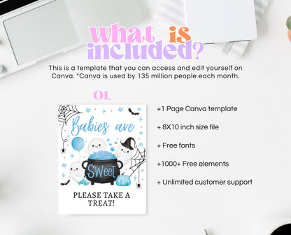 Babies Are Sweet Sign Halloween Baby Shower, Halloween Favors Sign, Printable Halloween Sign, A Little Boo Is Almost Due Baby Shower, HBSC09