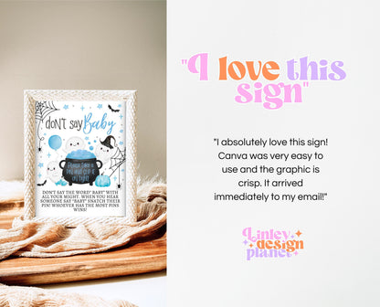 Don't Say Baby Sign Halloween Baby Shower, Baby Shower Game Sign, Printable Halloween Sign, A Little Boo Is Almost Due Baby Shower, HBSC09