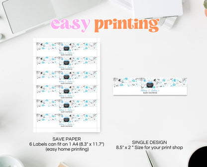 Editable A Little Boo Is Almost Due Baby Shower Water Bottle Label, Boy Baby Shower Labels, Halloween Baby Shower Bottle Sticker, HBSC09