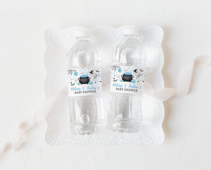 Editable A Little Boo Is Almost Due Baby Shower Water Bottle Label, Boy Baby Shower Labels, Halloween Baby Shower Bottle Sticker, HBSC09
