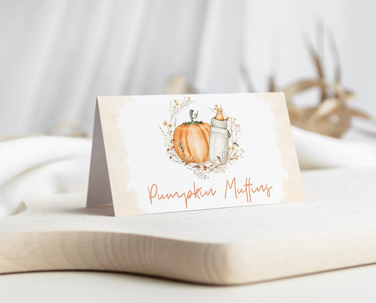 Editable Fall Baby Shower Food Label, Fall Pumpkin Baby Shower, Fall Floral Baby Shower, Autumn Baby Shower, Pumpkin Baby Shower, FPBS01