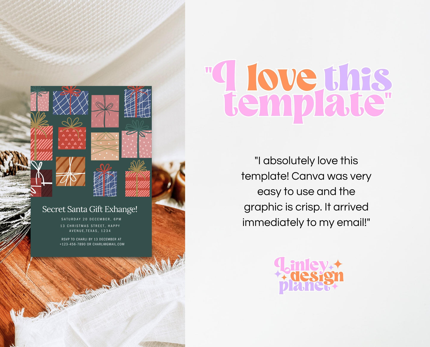 Editable Secret Santa Gift Exchange Invitation, Santa Holiday Gift Exchange Party, Christmas Gift Exchange Party Invite, Instant Download