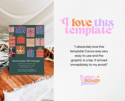 Editable Secret Santa Gift Exchange Invitation, Santa Holiday Gift Exchange Party, Christmas Gift Exchange Party Invite, Instant Download